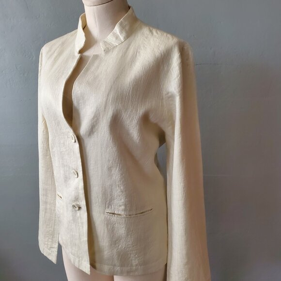 Eileen Fisher Linen Blazer/ Size L/ Oyster White - Picture 2 of 9